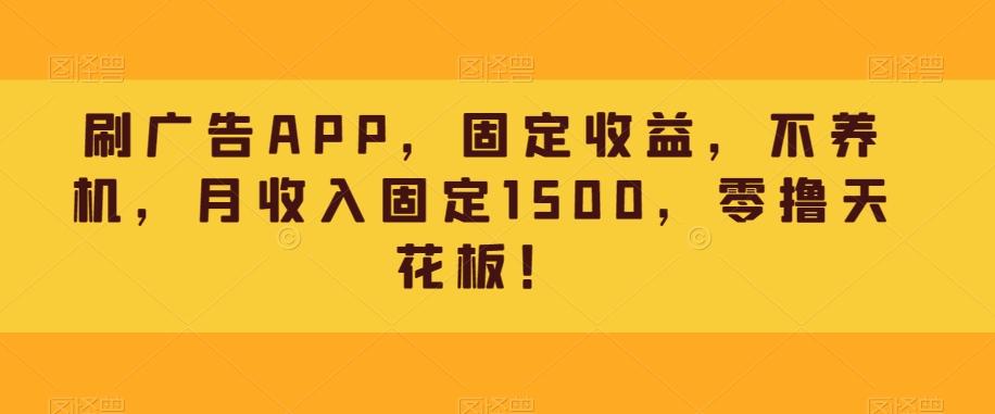 刷广告APP，固定收益，不养机，月收入固定1500，零撸天花板！-创薯资源
