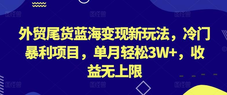 外贸尾货蓝海变现新玩法，冷门暴利项目，单月轻松3W+，收益无上限【揭秘】-创薯资源