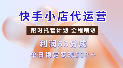 快手小店代运营，限时托管计划，收益55分，单日稳定变现多张【揭秘】-创薯资源