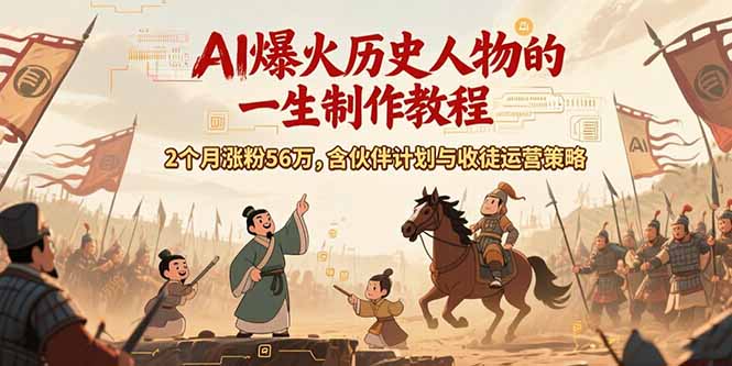 AI历史人物赛道课程，2个月涨粉56万，含伙伴计划与收徒运营策略-创薯资源