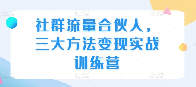社群流量合伙人，三大方法变现实战训练营-创薯资源