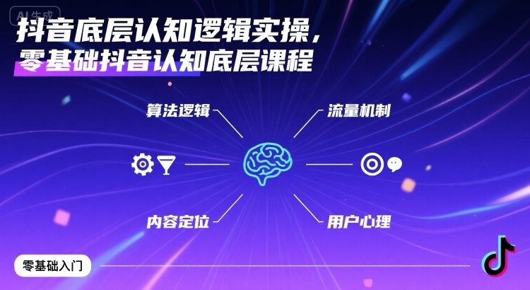 抖音底层认知逻辑实操，零基础抖音认知底层课程-创薯资源