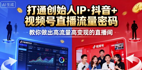 25年直播9-10两期线下课，打通创始人IP，抖音+视频号直播流量密码，教你做出高流量高变现的直播间-创薯资源