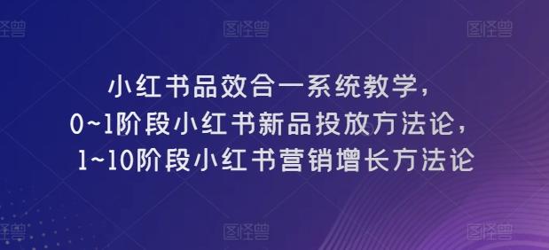 小红书品效合一系统教学，​0~1阶段小红书新品投放方法论，​1~10阶段小红书营销增长方法论-创薯资源