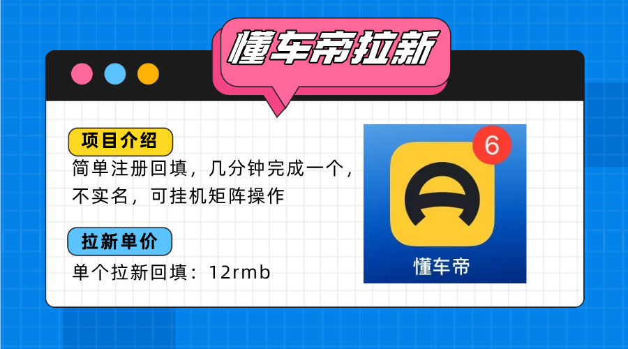 懂车帝邪修拉新玩法，简单注册回填，不sm，单个拉新12rmb，轻松日入200+-创薯资源