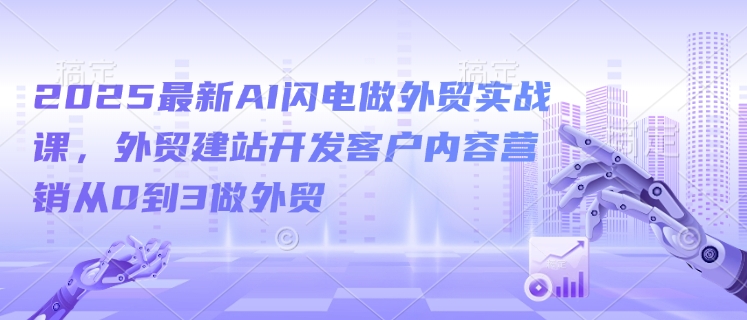 2025最新AI闪电做外贸实战课，外贸建站开发客户内容营销从0到3做外贸-创薯资源