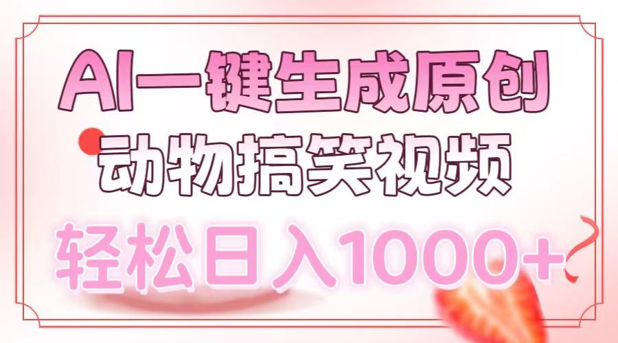 AI一键生成原创动物搞笑视频，轻松日入1000+-创薯资源