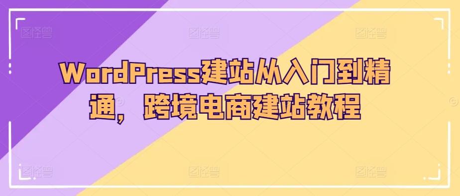 WordPress建站从入门到精通，跨境电商建站教程-创薯资源