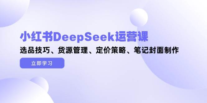 小红书DeepSeek运营课，选品技巧、货源管理、定价策略、笔记封面制作-创薯资源