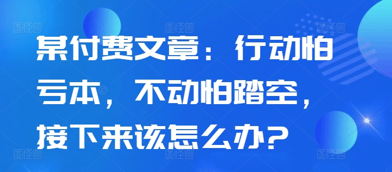 某付费文章：行动怕亏本，不动怕踏空，接下来该怎么办?-创薯资源