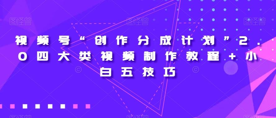 视频号“创作分成计划”2.0四大类视频制作教程+小白五技巧【揭秘】-创薯资源