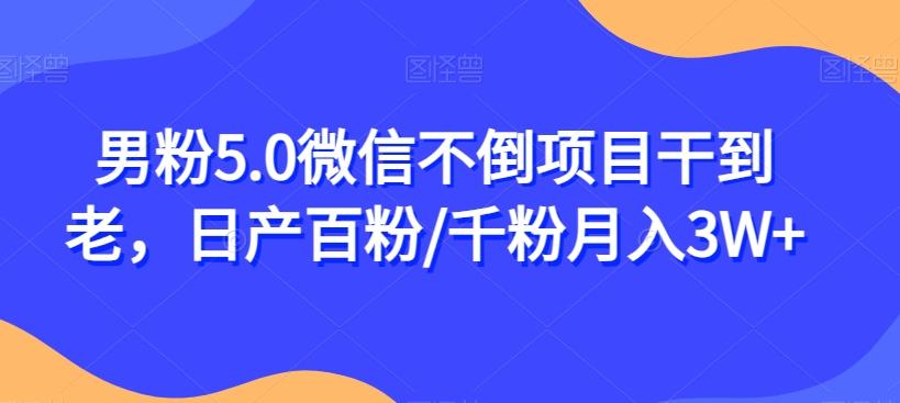 男粉5.0微信不倒项目干到老，日产百粉/千粉月入3W+【揭秘】-创薯资源