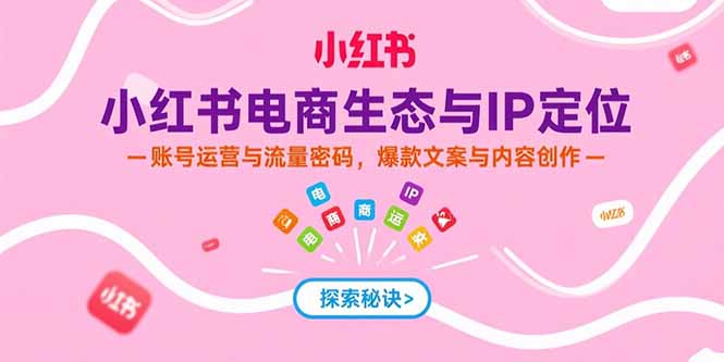 小红书电商生态与IP定位，账号运营与流量密码，爆款文案与内容创作-创薯资源