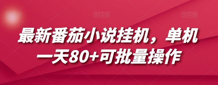 最新番茄小说挂机，单机一天80+可批量操作【揭秘】-创薯资源