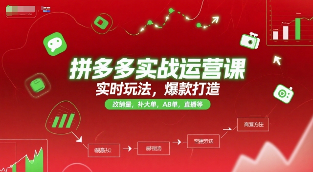 拼多多实战运营课，实时玩法，爆款打造，改销量，补大单，AB单，直播等(更新2025月)-创薯资源