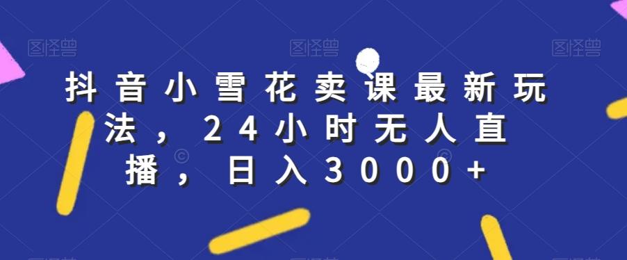抖音小雪花卖课最新玩法，24小时无人直播，日入3000+【揭秘】-创薯资源