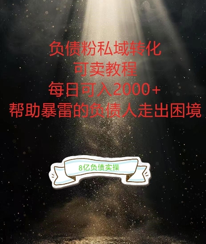 负债粉掘金计划，帮助负债者解决问题，债务规划，债务重组，最好的变现方式【揭秘】-创薯资源