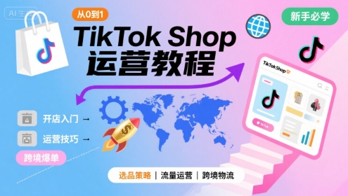 TikTok Shop从0到1运营教程，TikTok跨境电商新手必学课程-创薯资源