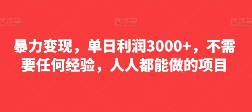 暴力变现，单日利润3000+，不需要任何经验，人人都能做的项目-创薯资源