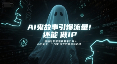 AI鬼故事引爆流量，还能做IP，视频号多渠道收益单日1k+，小白副业、工作室放大的最佳选择-创薯资源