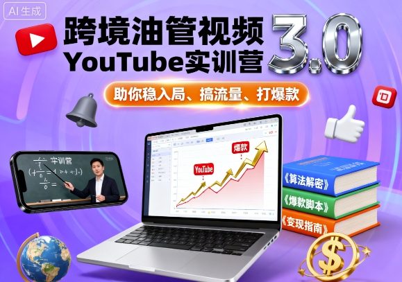 跨境油管视频YouTube实训营3.0，助你稳入局、搞流量、打爆款-创薯资源