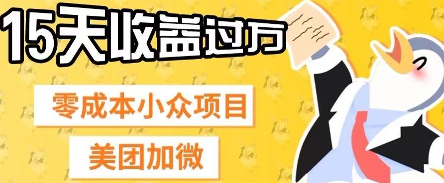 零成本小众项目，美团加微，一单4.5+，15天已经有人赚上万收益-创薯资源