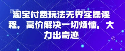 淘宝付费玩法无界实操课程，高价解决一切烦恼，大力出奇迹-创薯资源