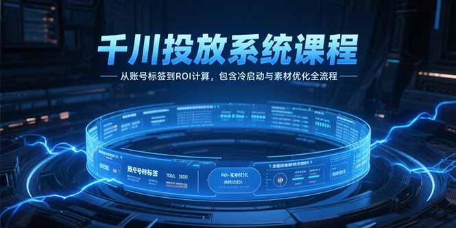 千川投放系统课程，从账号标签到ROI计算，包含冷启动与素材优化全流程-创薯资源