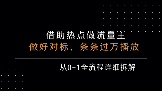 借力热点，乘顺风车玩流量主，条条过万播放， 每月收益5k+，从0-1全流程详细拆解-创薯资源