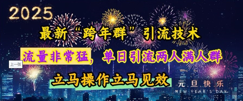 最新“跨年群”引流，流量非常猛，单日引流两人满人群，立马操作立马见效【揭秘】-创薯资源