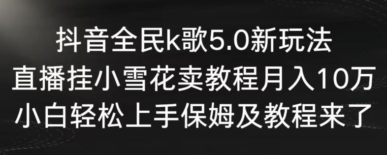 抖音全民k歌5.0新玩法，直播挂小雪花卖教程月入10万，小白轻松上手，保姆及教程来了【揭秘】-创薯资源
