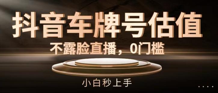 抖音车牌号估值，不露脸直播，0门槛，小白秒上手【揭秘】-创薯资源