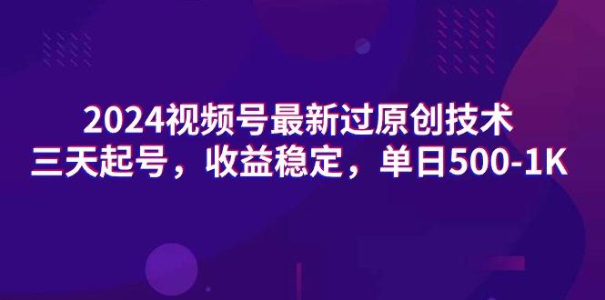 (9505期)2024视频号最新过原创技术，三天起号，收益稳定，单日500-1K-创薯资源