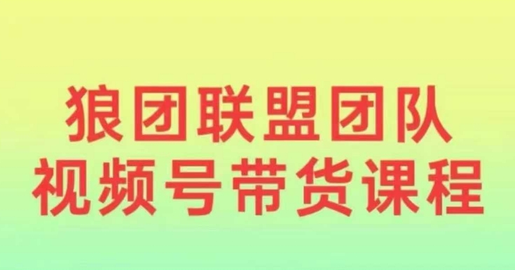 狼团联盟2024视频号带货，0基础小白快速入局视频号-创薯资源