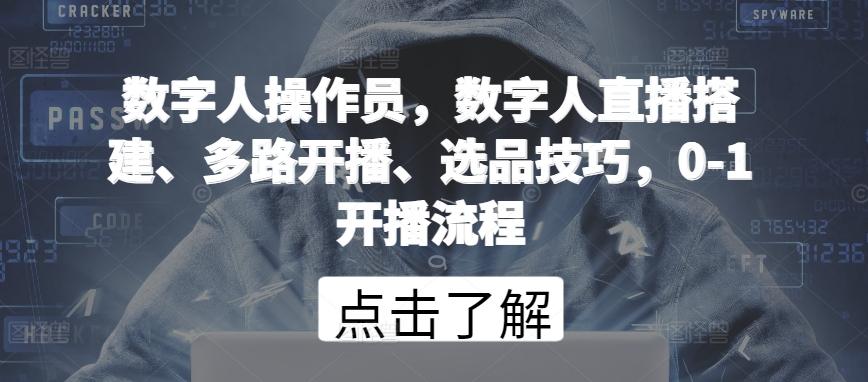数字人操作员，数字人直播搭建、多路开播、选品技巧，0-1开播流程-创薯资源