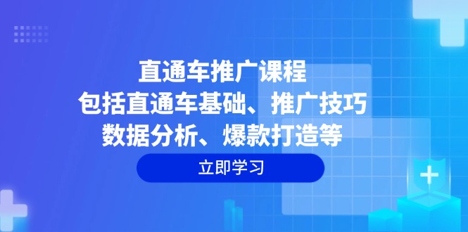 直通车推广课程：包括直通车基础、推广技巧、数据分析、爆款打造等-创薯资源