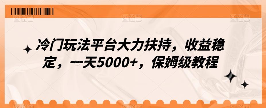 冷门玩法平台大力扶持，收益稳定，一天5000+，保姆级教程（附抖音7天起号法）-创薯资源