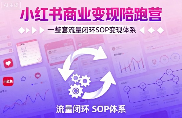 小红书商业变现陪跑营，轻IP矩阵 私域获客 聚光投流，一整套流量闭环SOP变现体系-创薯资源