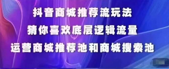 抖音商城运营课程，猜你喜欢入池商城搜索商城推荐人群标签覆盖-创薯资源