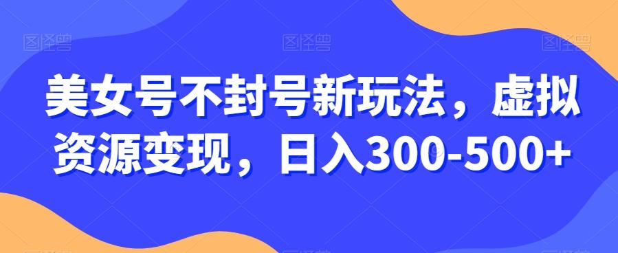 美女号不封号新玩法，虚拟资源变现，日入300-500+-创薯资源