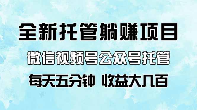 全新托管躺赚项目，微信视频号公众号托管代运营，每天五分钟，收益大几百-创薯资源