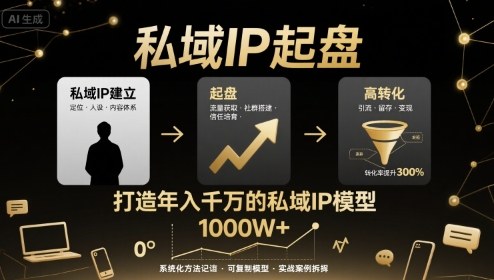 私域IP起盘，私域ip建立、起盘、高转化，打造年入千万的私域ip模型-创薯资源