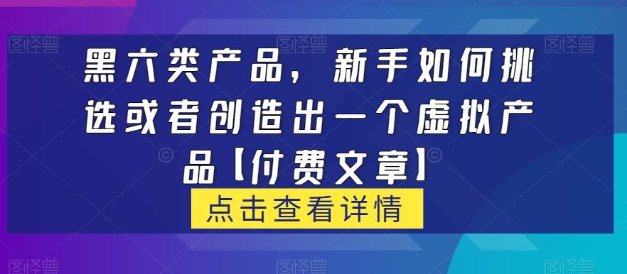 黑六类虚拟产品，新手如何挑选或者创造出一个虚拟产品【付费文章】-创薯资源