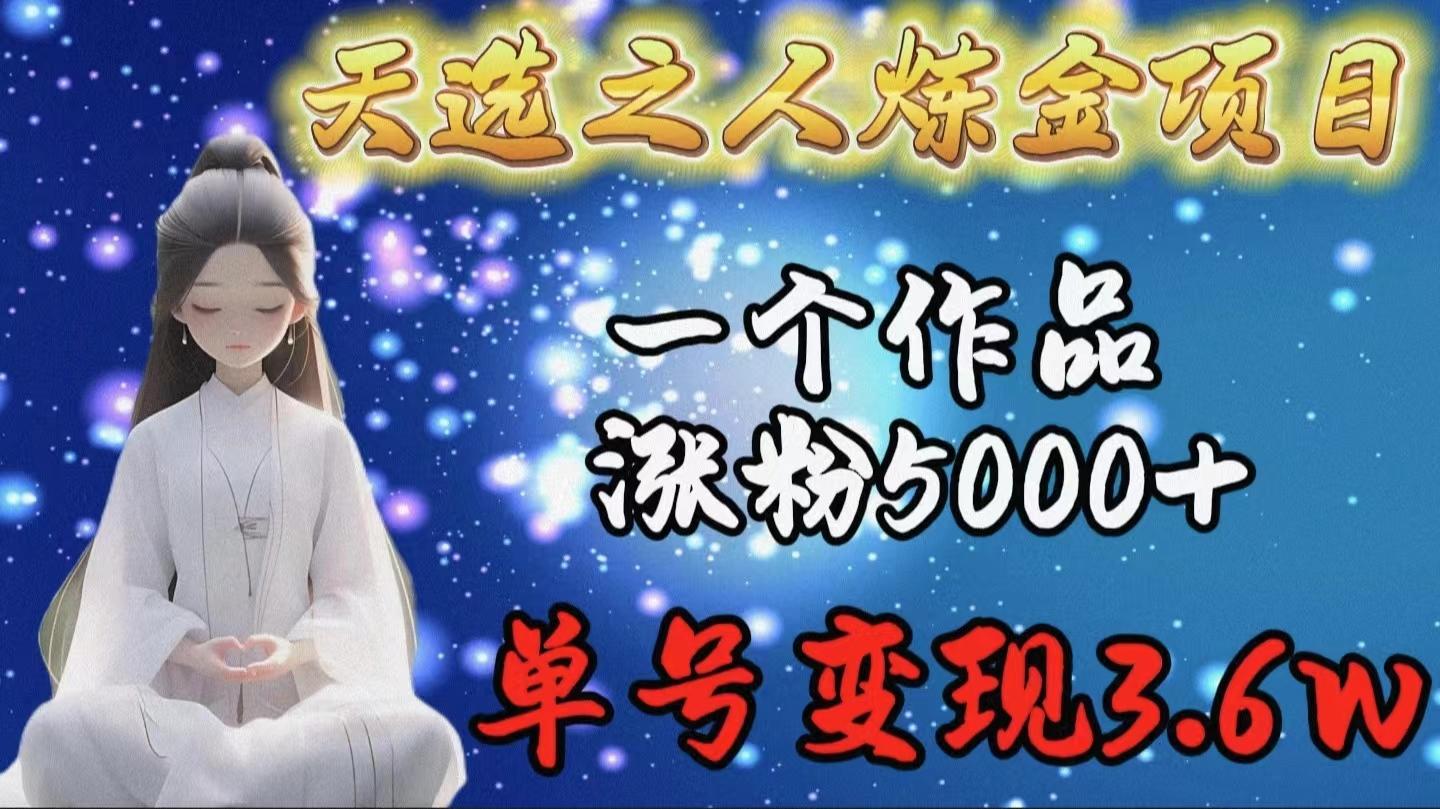 (9693期)天选之人炼金项目，一个作品涨粉5000+，单号变现3.6w-创薯资源