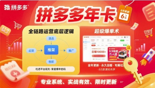拼多多年卡【8月更新6节】拼多多全链路运营底层逻辑，超级爆单术-创薯资源