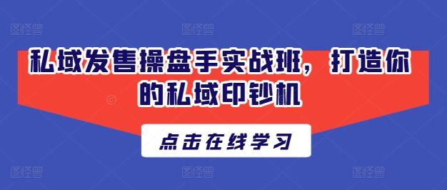私域发售操盘手实战班，打造你的私域印钞机-创薯资源