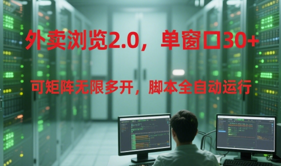 外卖浏览2.0，单窗口30+可矩阵无限多开，脚本全自动运行【揭秘】-创薯资源