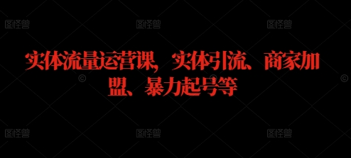 实体流量运营课，实体引流、商家加盟、暴力起号等-创薯资源