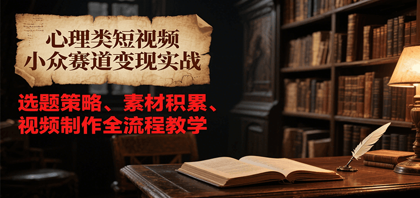 心理类短视频小众赛道变现实战，选题策略、素材积累、视频制作全流程教学-创薯资源