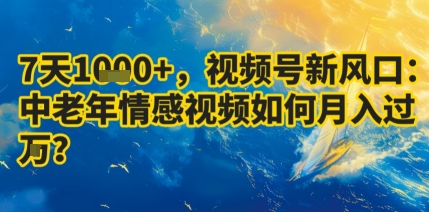 7天收益1k+，视频号新风口：中老年情感视频如何月入过W?-创薯资源